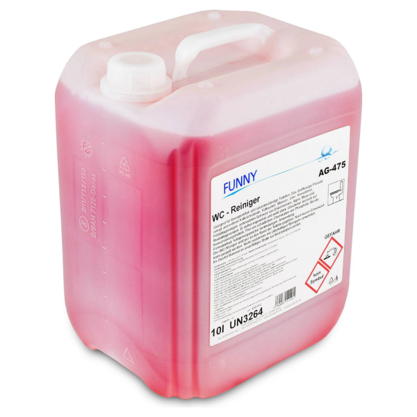FUNNY WC-Reiniger 10 Liter Kanister in seitlicher Ansicht mit Etikett